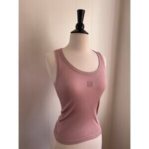 Loewe Anagram Ribbed Blush Pink Tank Top Size XS Silk Blend